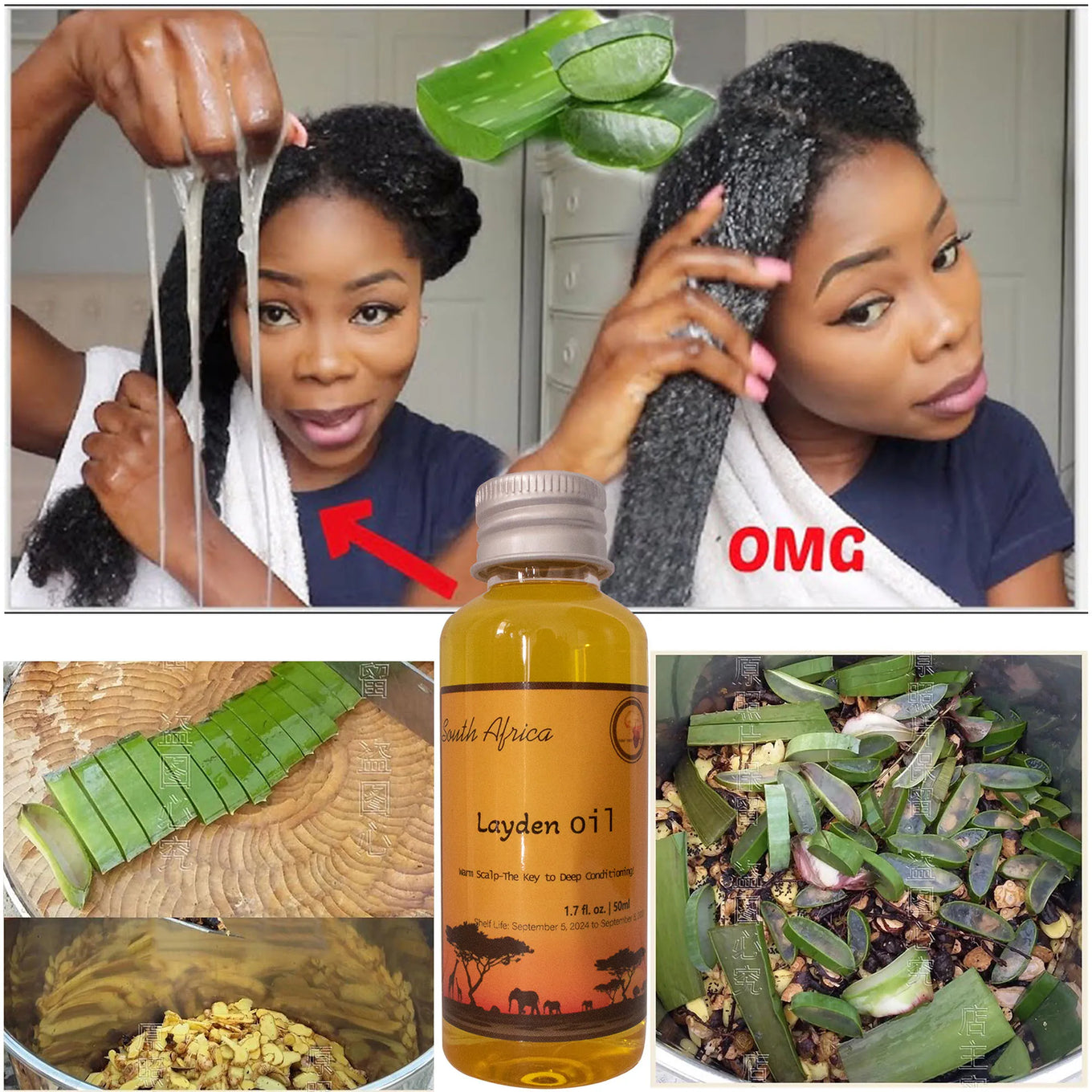 Layden Oil-One Touch to Gorgeous-North African Aloe Vera& Chebe Powder&Moroccan Cloves Scalp & Hair Strengthening - Moyo Elikia