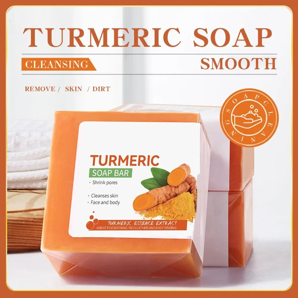 Hand Made Turmeric Soap Body Cleaning Lightening Dark Underarm Leg Body Cleansers Brightening Face Soap Tender Skin Care Beauty - Moyo Elikia