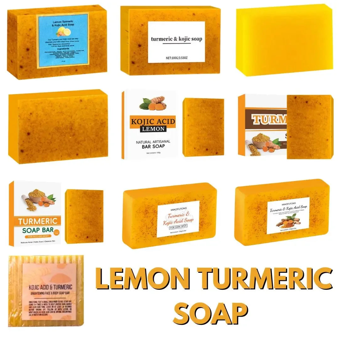Turmeric Soap & Kojic Acid Soap Body And Facial Cleaning Handmade Soap For Dark Skin Glowing Even Skin Tone Tender Skin Care - Moyo Elikia