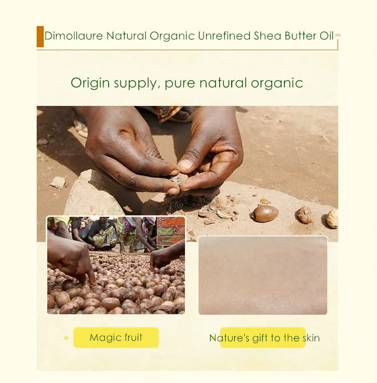 Dimollaure Unrefined Organic Shea Butter Oil 100g Moisturizing Nourishing Body Oil Cosmetics Raw - Moyo Elikia