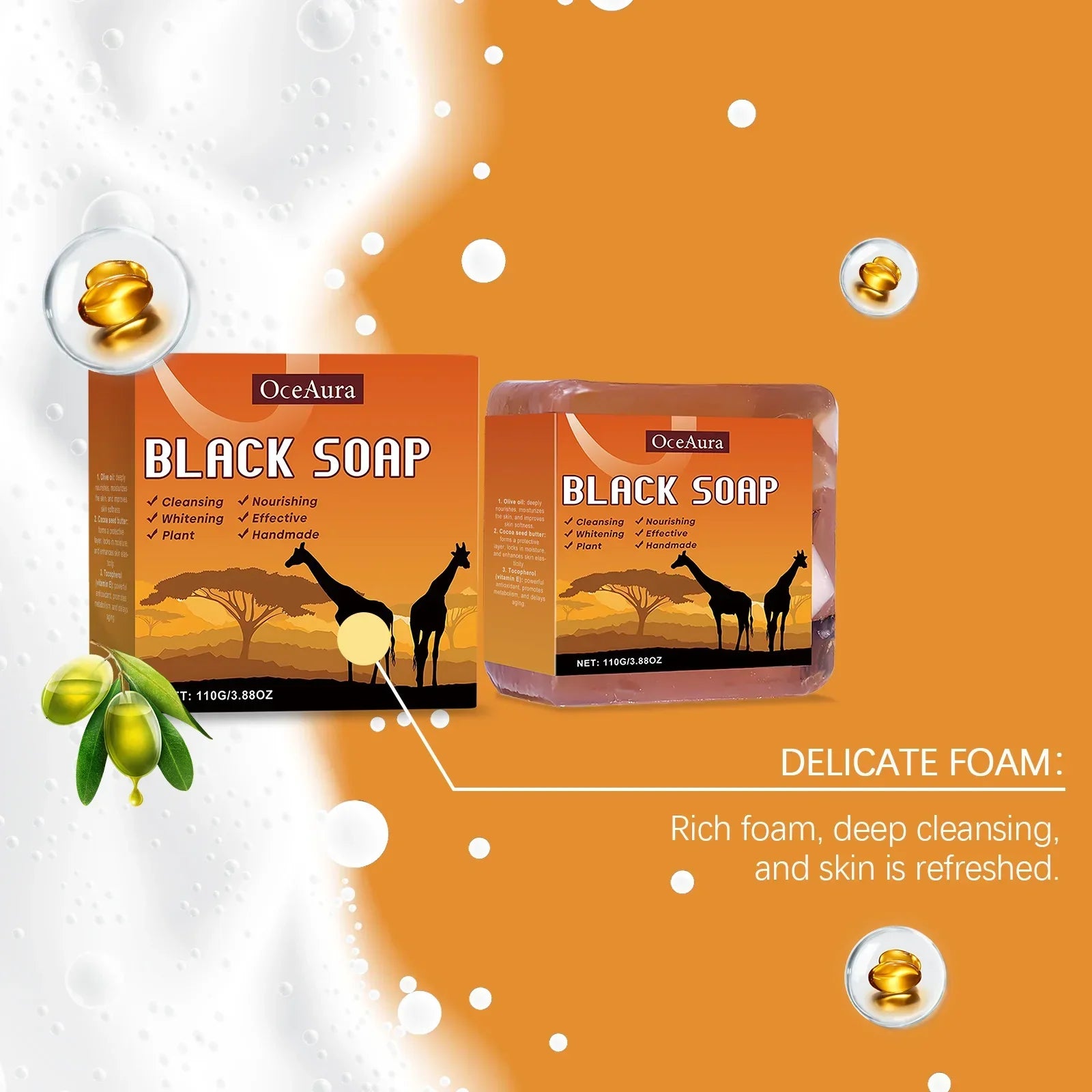 African Black Soap For Nourishing Brightening Skin Gentle Cleansing Exfoliator Reduce Pigmentation Lightening Body Bath Soap Bar - Moyo Elikia