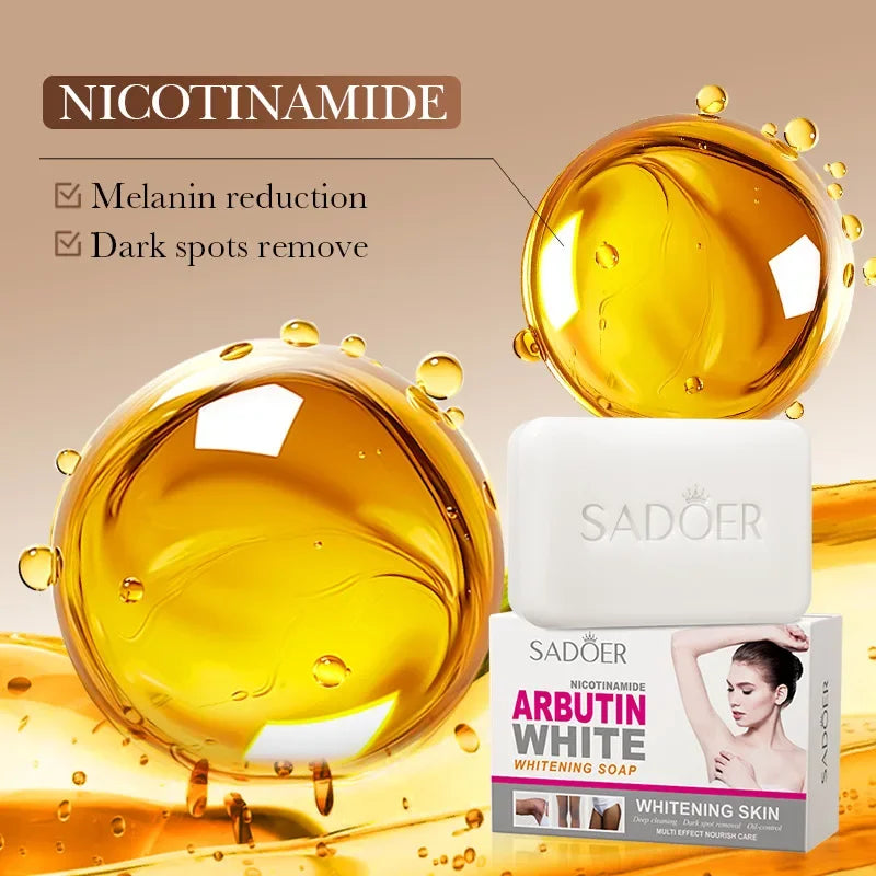 1/2/3pcs SADOER Arbutin Facial Soap Moisturizing Skin WhiteningDeep Cleansing Body Face Wash Foam Facial Cleanser Handmade Soap - Moyo Elikia