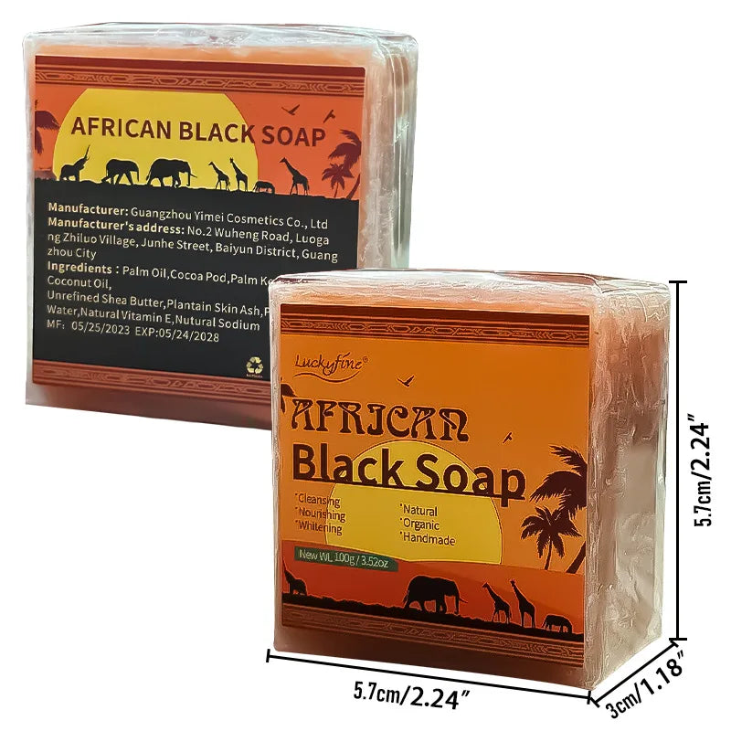 100g Natural African Black Soap With Organic Shea Butter Anti Rebelles Treatment Acne Moisturizing SkinCare Handmade Body Bath - Moyo Elikia