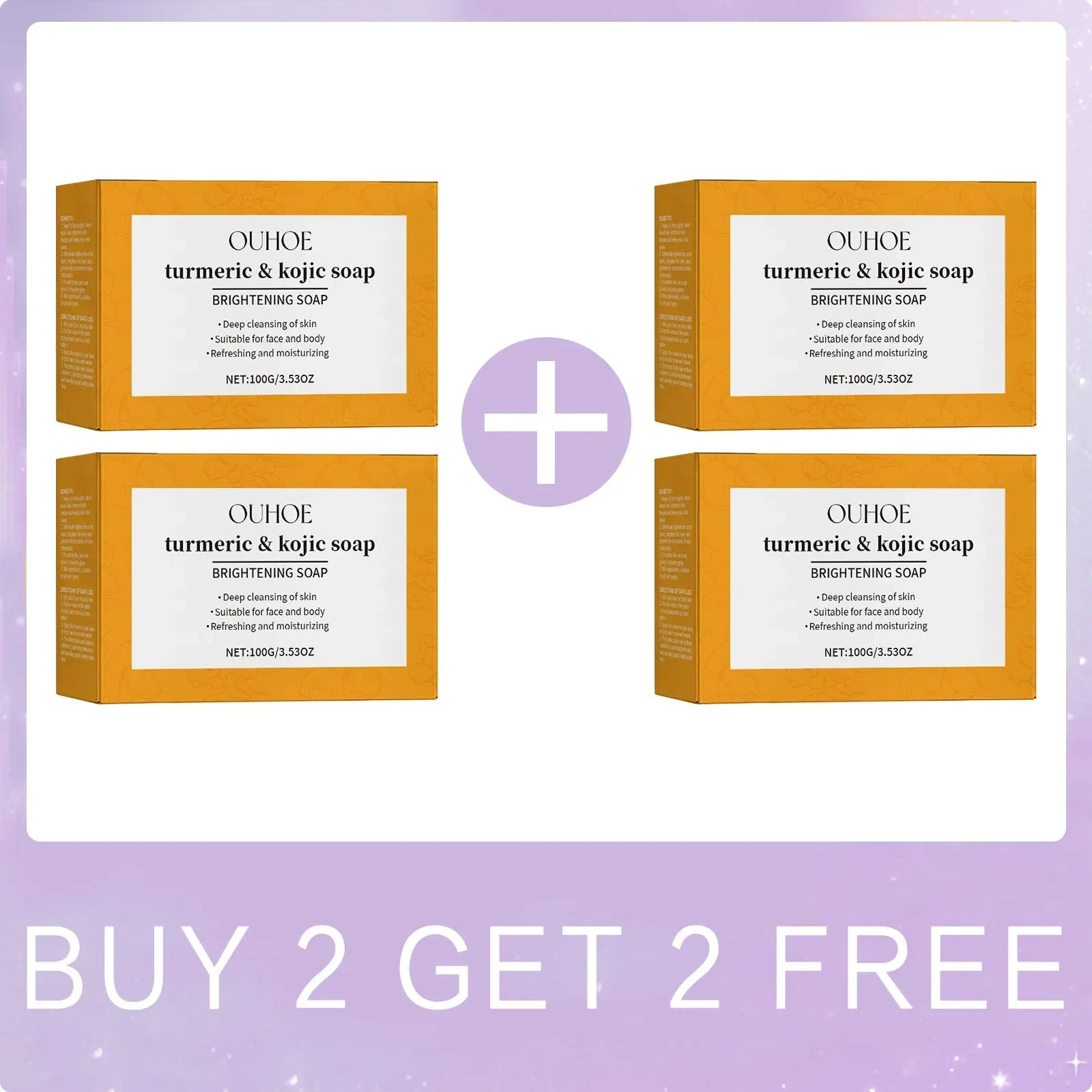 OUHOE Kojic Acid Turmeric Soap Face Deep Cleaning Even Skin Tone Skin Lightening Soap Moisturizer Skin Care Handmade Lemon Soap - Moyo Elikia