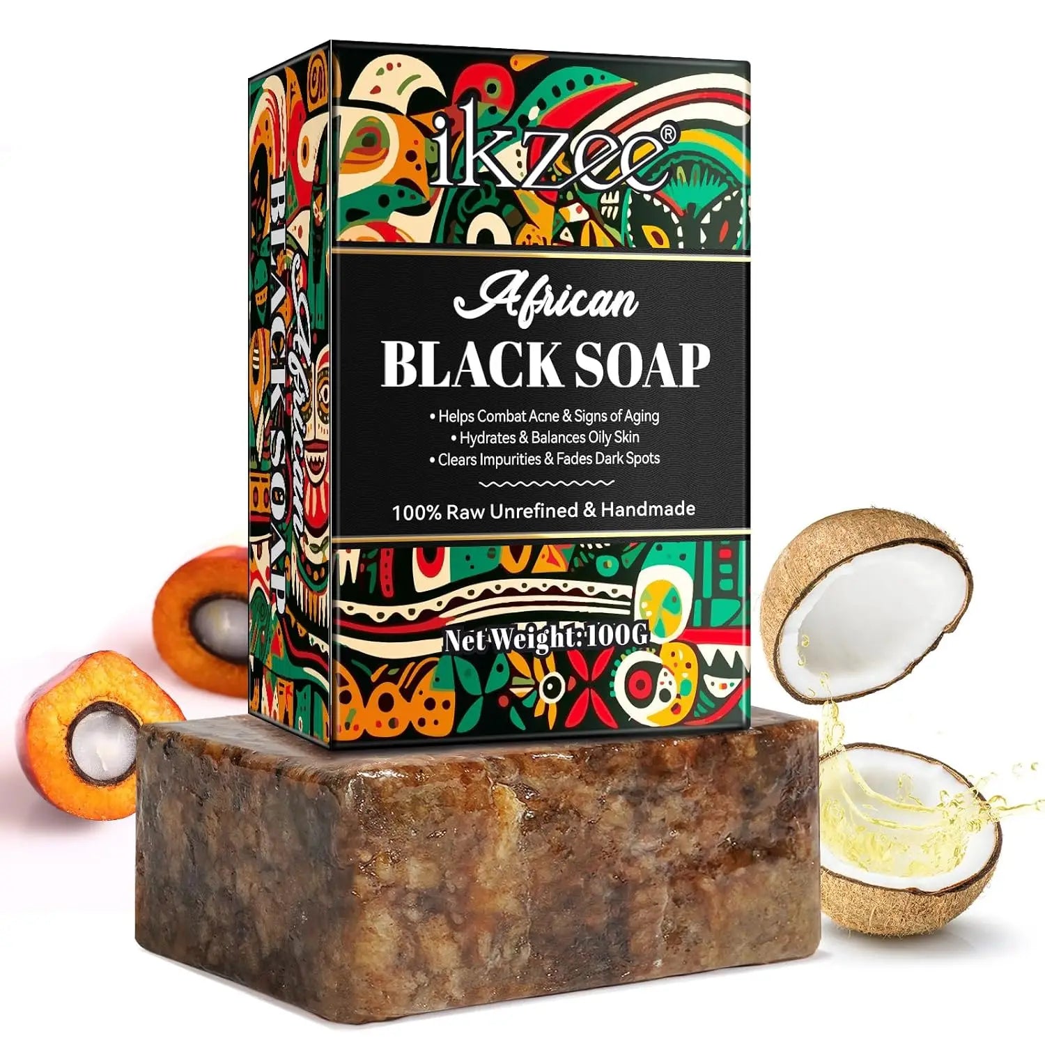 Organic African Black Soap, African Soap for Acne & Dark Spots, Raw Black Soap Bar for All Skin Types Face, Body, Hair, 3.53 oz - Moyo Elikia
