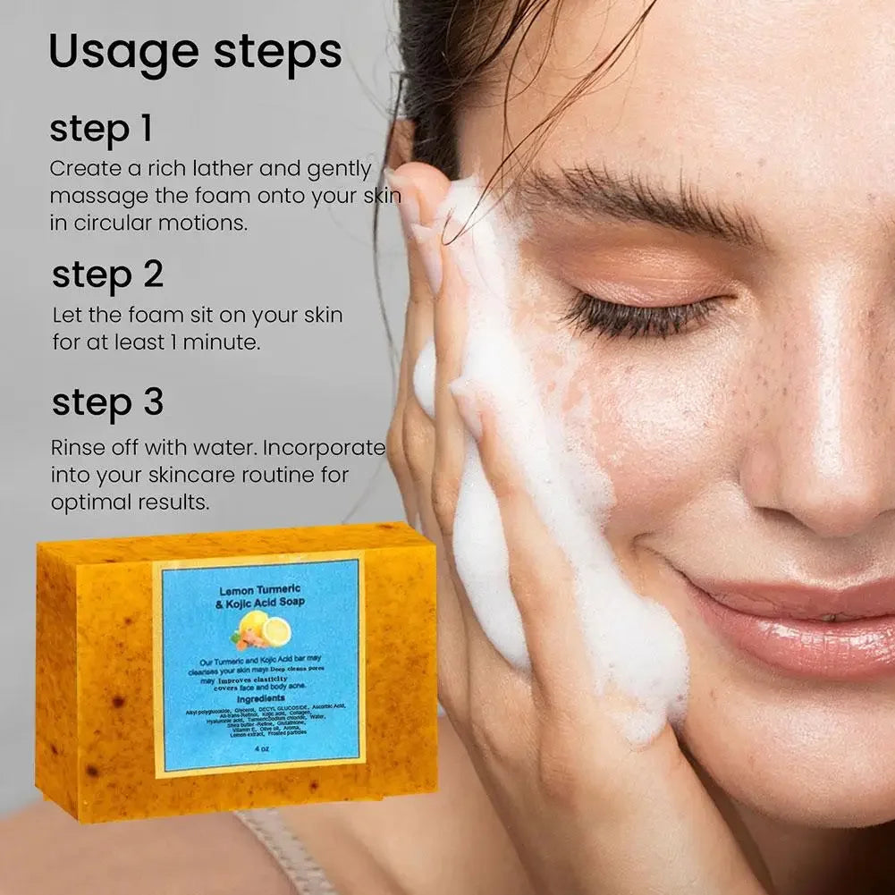 Turmeric Soap & Kojic Acid Soap Body And Facial Cleaning Handmade Soap For Dark Skin Glowing Even Skin Tone Tender Skin Care - Moyo Elikia