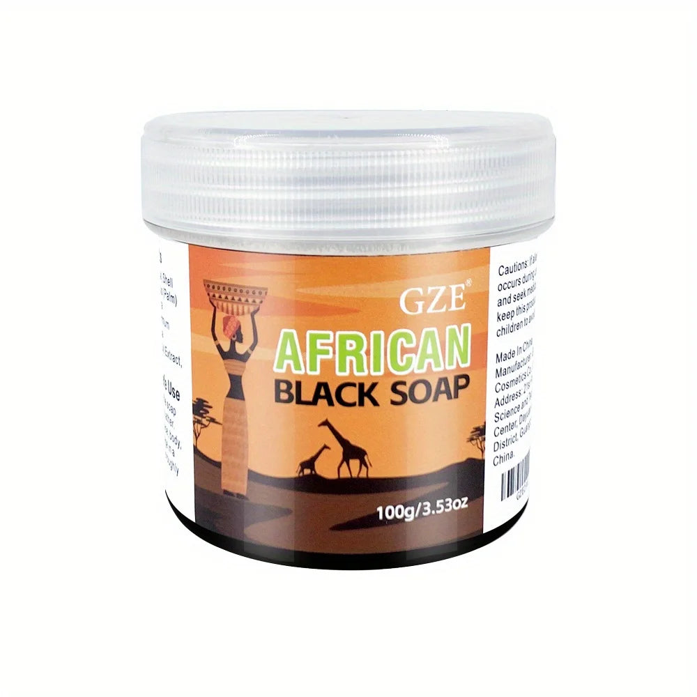 GZE African Black Soap 3-in-1 Face, Hair, and Body Cleanser - Deeply Cleanses and Moisturizes Skin and Hair, Natural Ingredients - Moyo Elikia