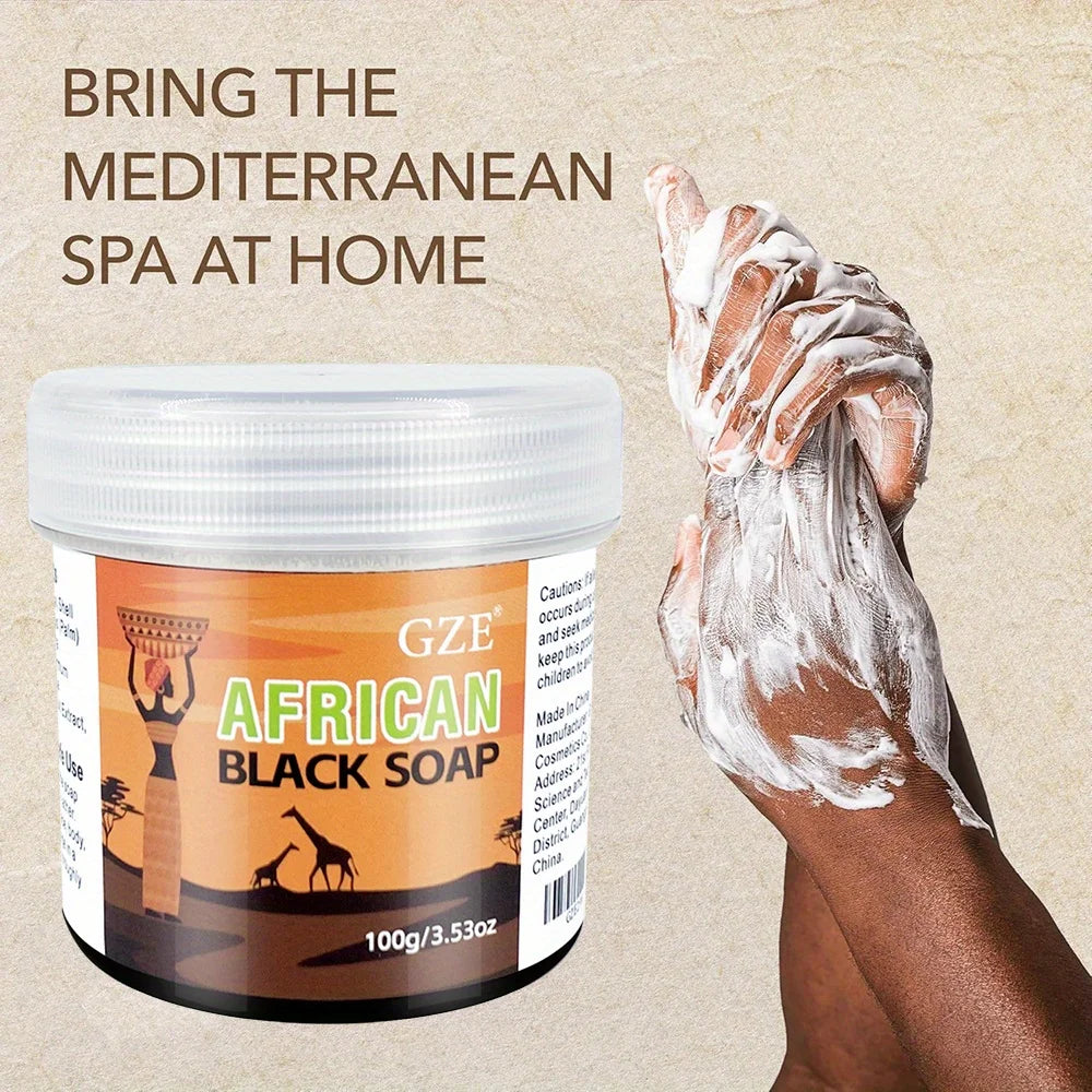 GZE African Black Soap 3-in-1 Face, Hair, and Body Cleanser - Deeply Cleanses and Moisturizes Skin and Hair, Natural Ingredients - Moyo Elikia