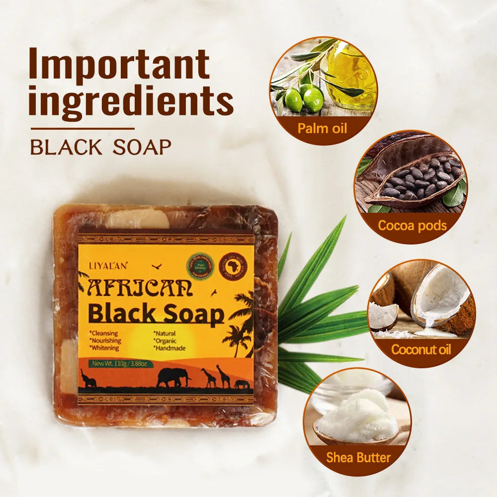 African Black Soap Raw Black Body Cleaning Bath Soap Essential Oil Handmade Soap - Moyo Elikia