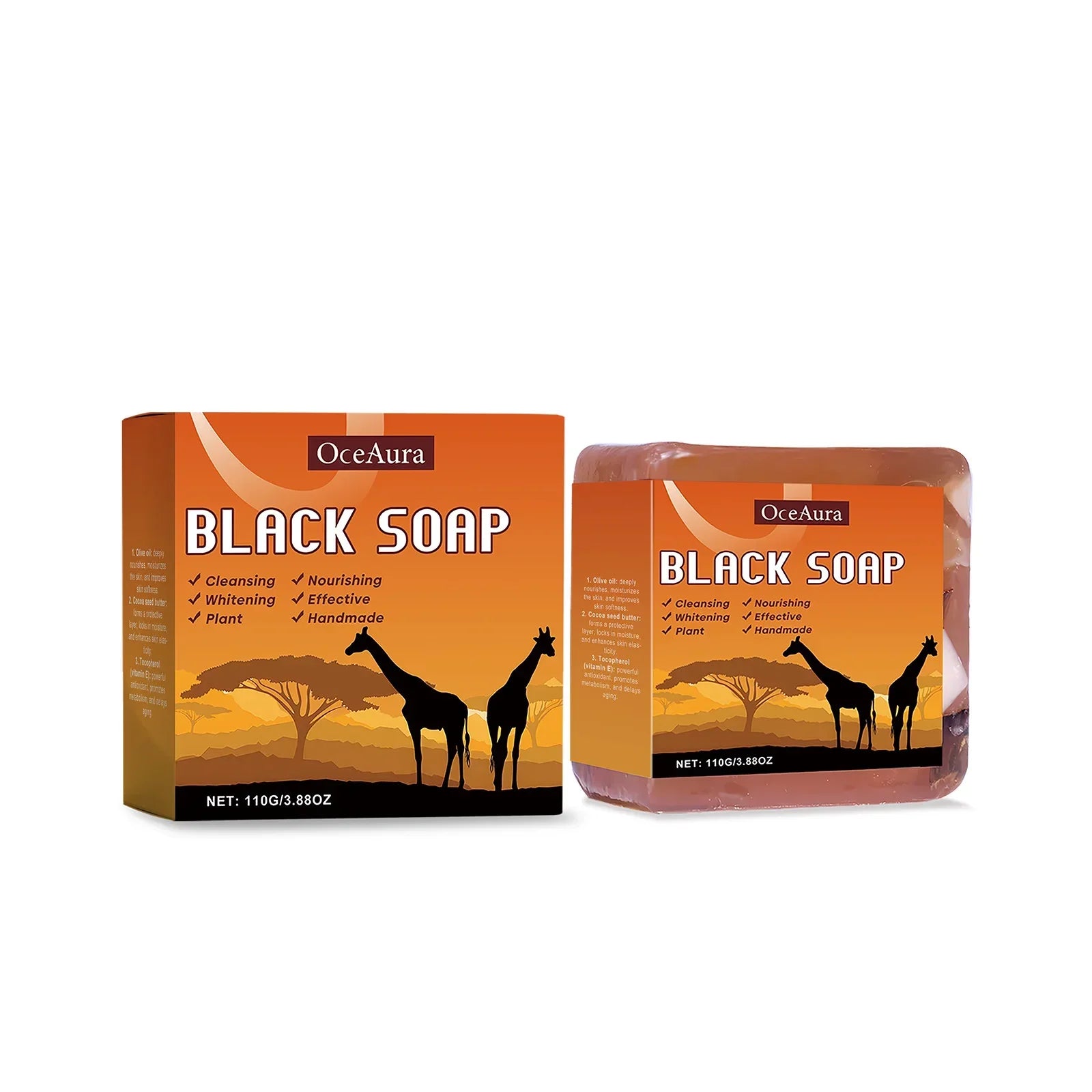 African Black Soap For Nourishing Brightening Skin Gentle Cleansing Exfoliator Reduce Pigmentation Lightening Body Bath Soap Bar - Moyo Elikia