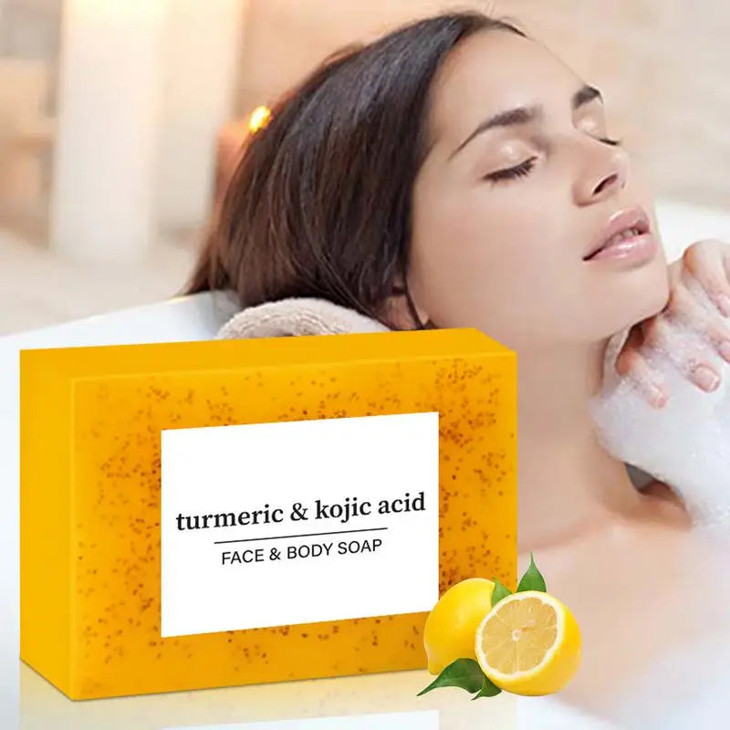 body soap bar Brightening Lemon Turmeric Soap Body Cleaning Lightening Dark Underarm Leg Body Cleansers Brightening Face Soap - Moyo Elikia