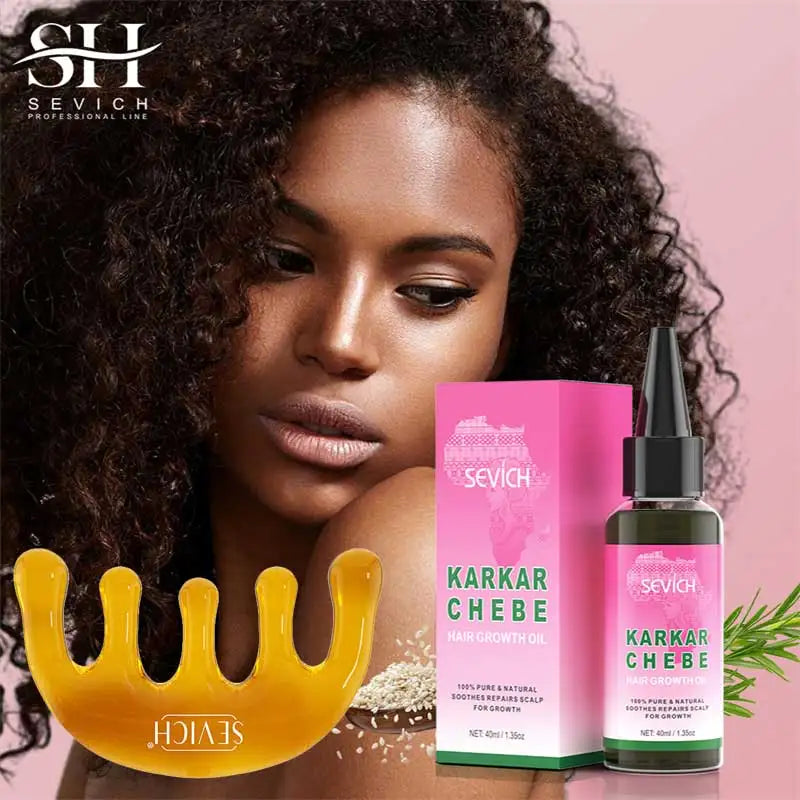 SEVICH Chebe Fast Hair Growth Oil And Scalp Massager Comb Tool Set Karkar Oil Scalp Hair Strengthening Serum Hair Growth Product - Moyo Elikia