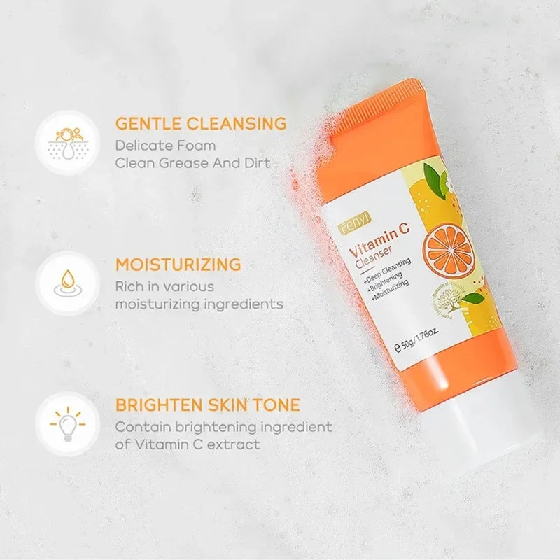 Vitamin C Facial Cleanser Skin Deep Cleansing Moisturizing Blackhead Removal skincare Face Wash Foam Face Cleanser Skin Care - Moyo Elikia