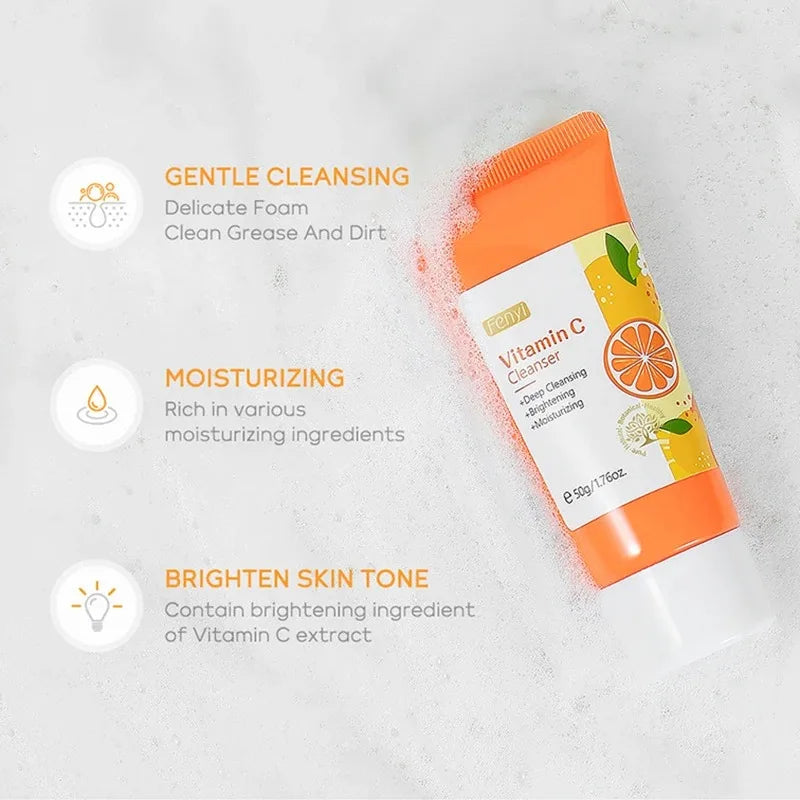 Vitamin C Facial Cleanser Skin Deep Cleansing Moisturizing Blackhead Removal skincare Face Wash Foam Face Cleanser Skin Care - Moyo Elikia
