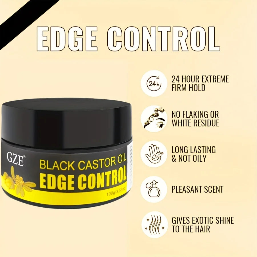 GZE African Black Castor Extra Hold Braid, Loc, Twist Gel, Tames Frizz & Edges, Coconut Oil Edge Control - Moyo Elikia