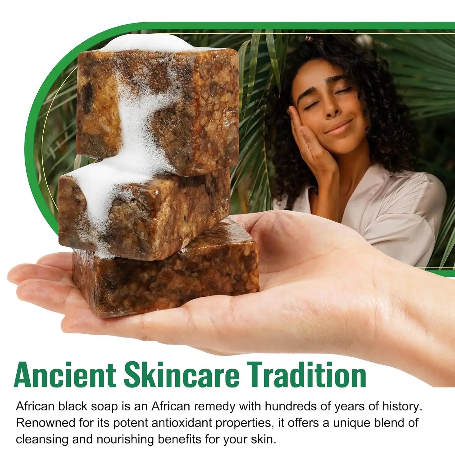 Organic African Black Soap, African Soap for Acne & Dark Spots, Raw Black Soap Bar for All Skin Types Face, Body, Hair, 3.53 oz - Moyo Elikia