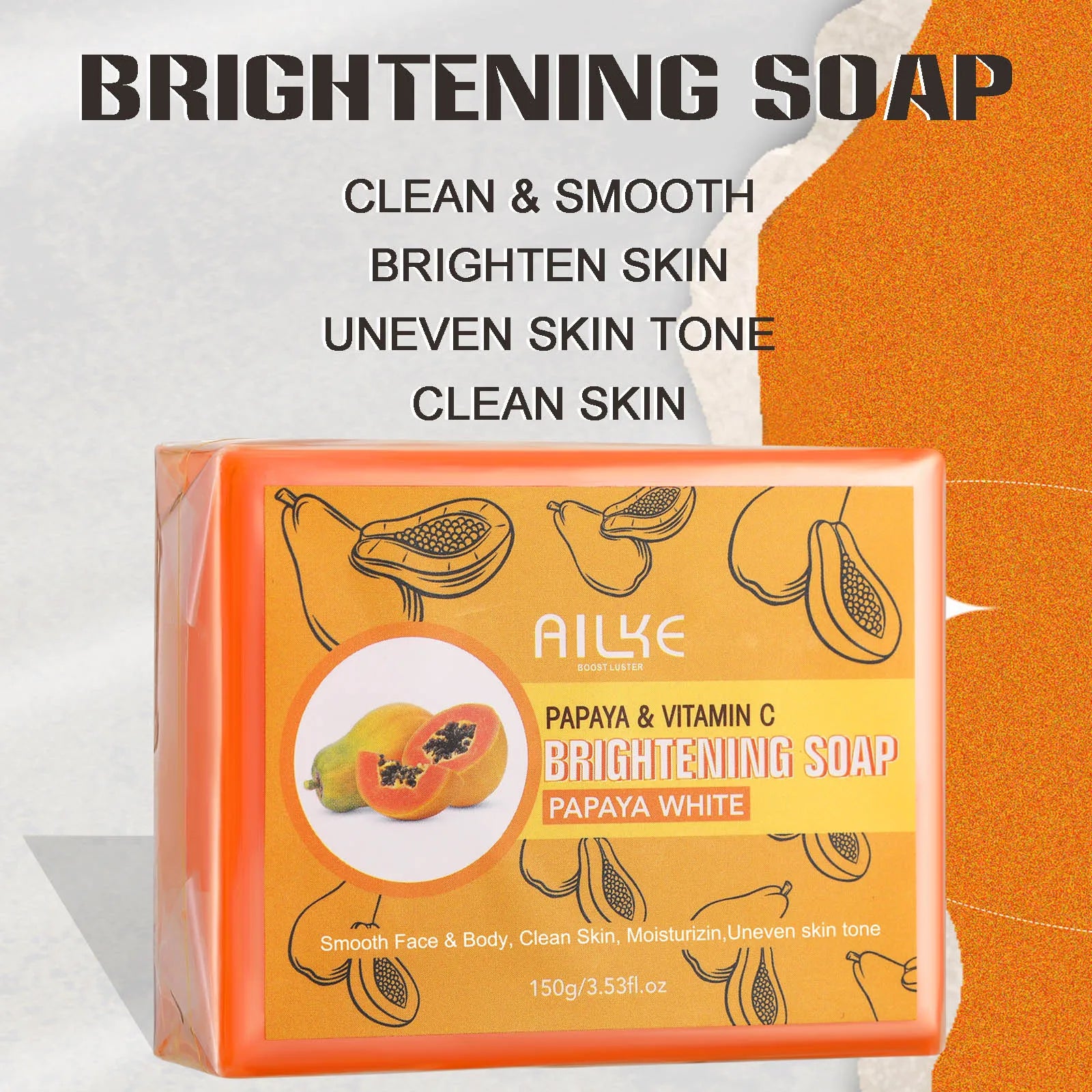 AILKE Skin Whitening Handmade Soap -Organic Papaya Soap For Black Spots, Clean Stains, Improves Dull Skin, Face & Body & Hands - Moyo Elikia