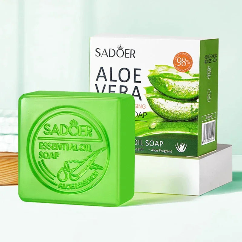 SADOER Aloe Facial Soap Face Wash Foam Facial Cleanser Moisturizing Firming Hydrating Oil Control Body Bathing Handmade Soap - Moyo Elikia
