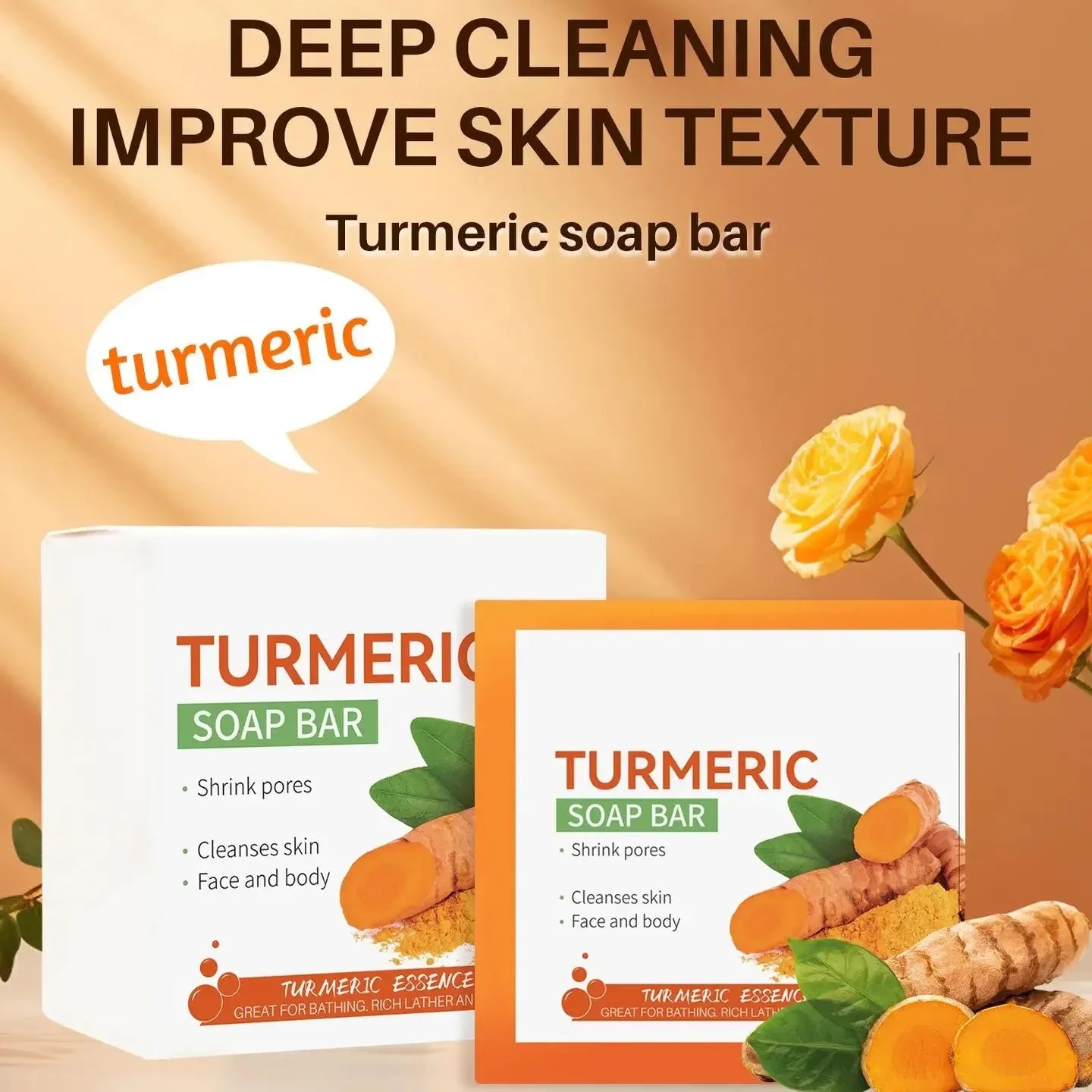 Hand Made Turmeric Soap Body Cleaning Lightening Dark Underarm Leg Body Cleansers Brightening Face Soap Tender Skin Care Beauty - Moyo Elikia