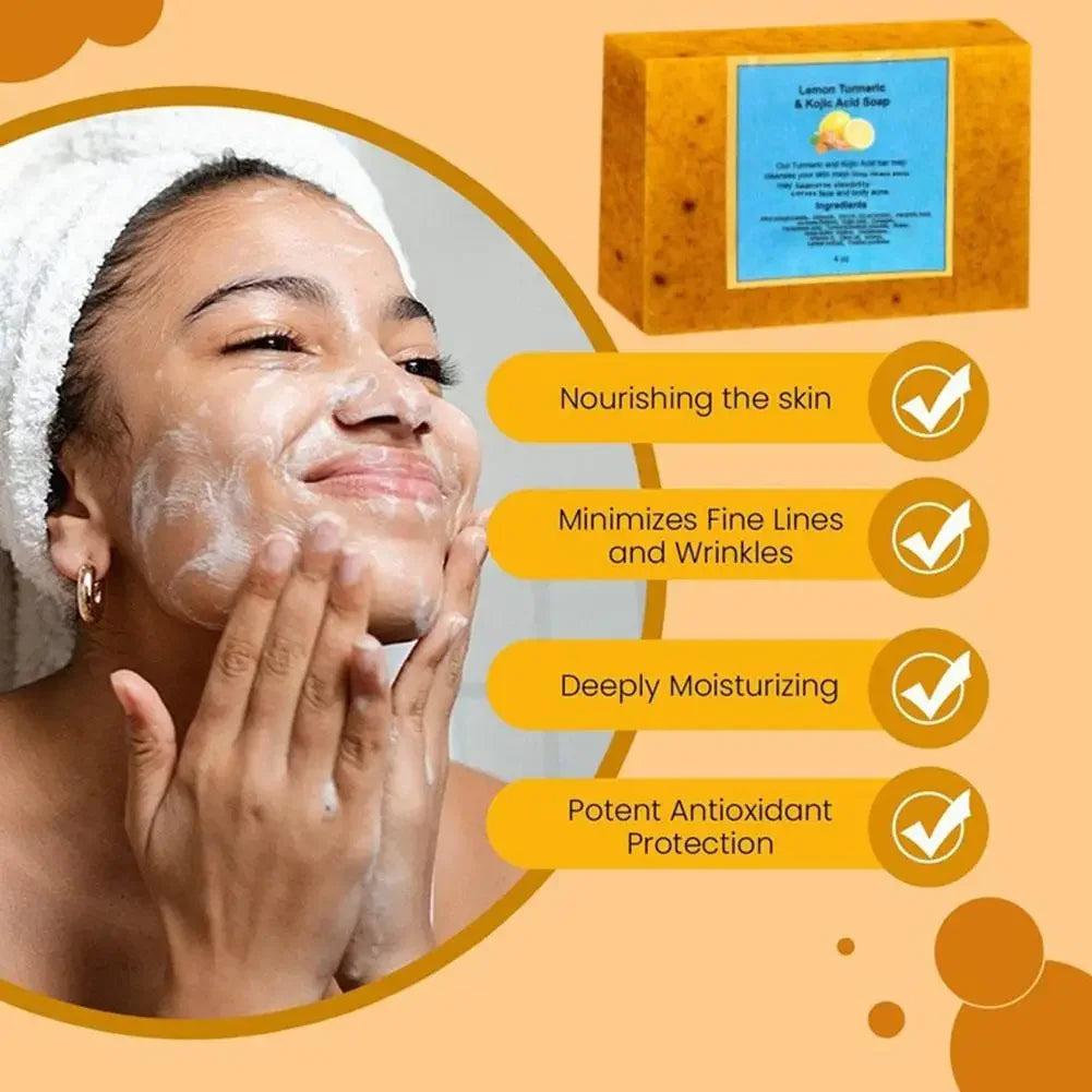 Turmeric Soap & Kojic Acid Soap Body And Facial Cleaning Handmade Soap For Dark Skin Glowing Even Skin Tone Tender Skin Care - Moyo Elikia
