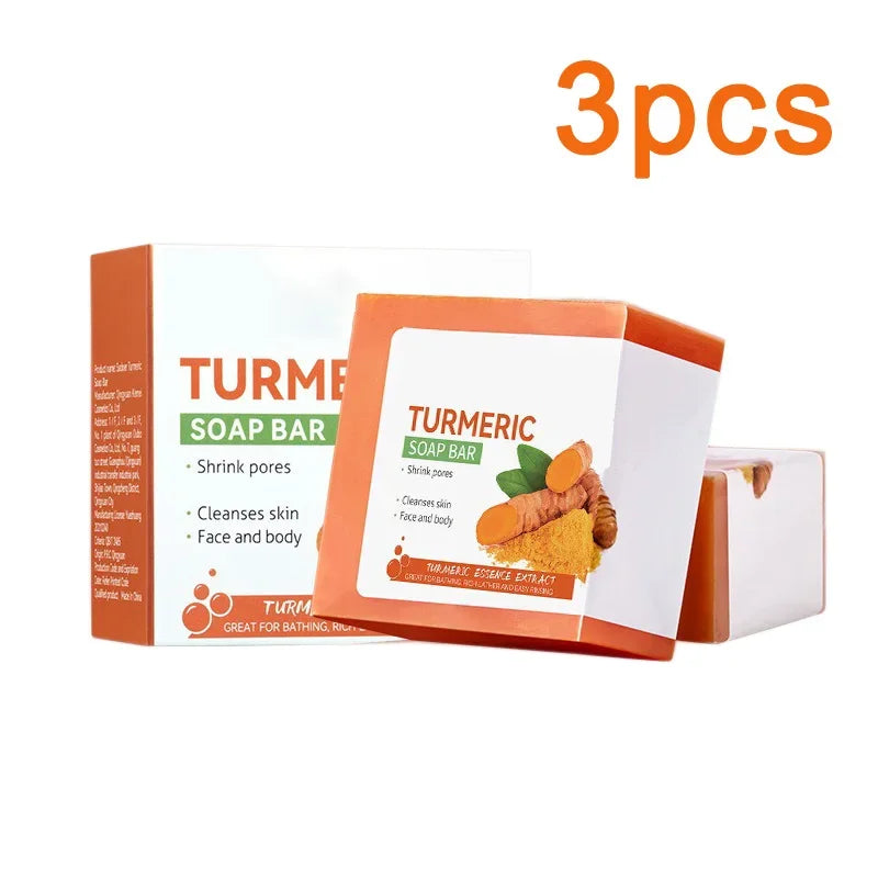 Hand Made Turmeric Soap Body Cleaning Lightening Dark Underarm Leg Body Cleansers Brightening Face Soap Tender Skin Care Beauty - Moyo Elikia