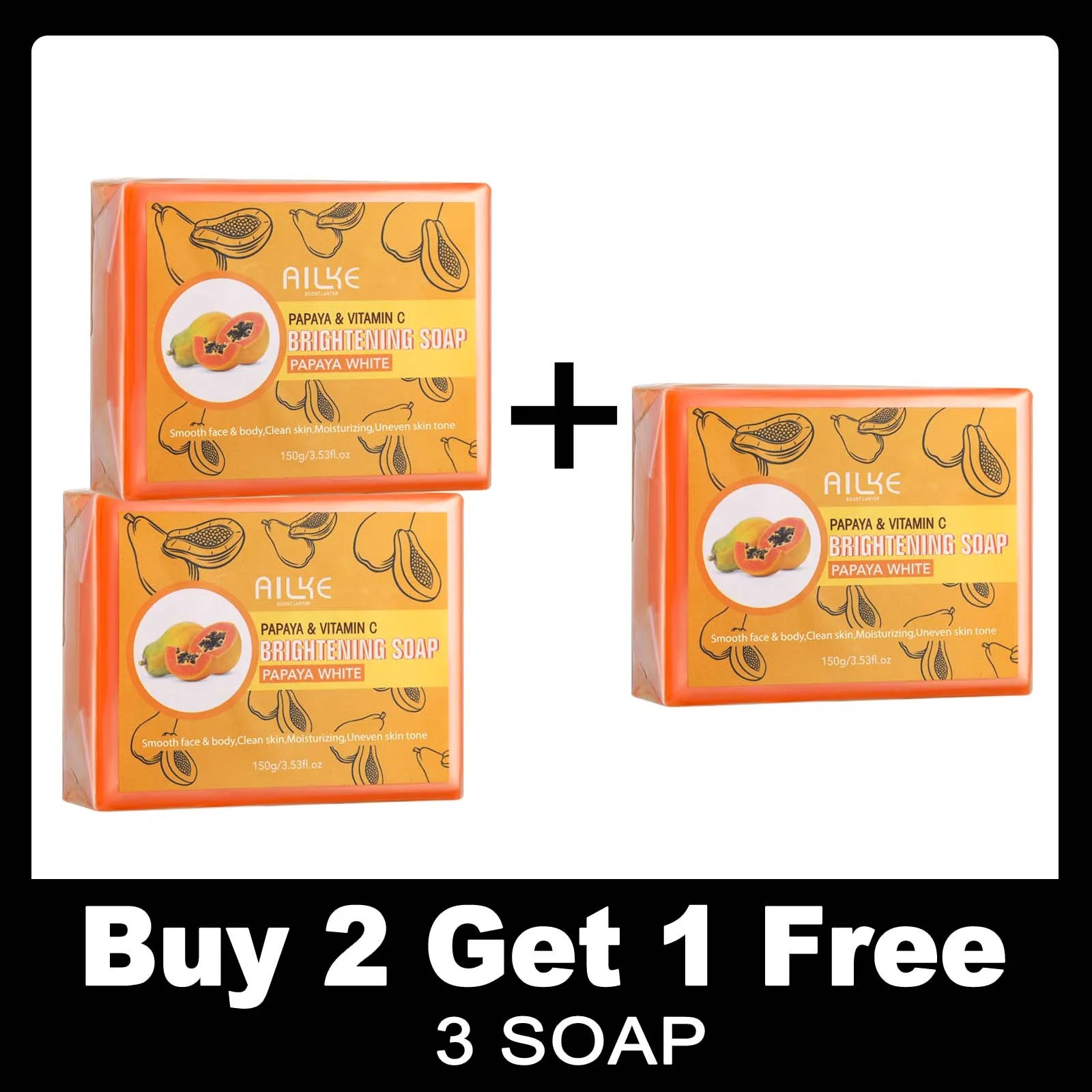 AILKE Skin Whitening Handmade Soap -Organic Papaya Soap For Black Spots, Clean Stains, Improves Dull Skin, Face & Body & Hands - Moyo Elikia