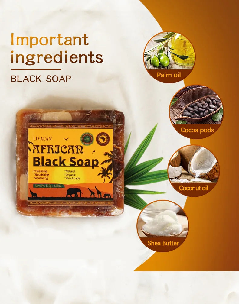 African Black Soap Raw Black Body Cleaning Bath Soap Essential Oil Handmade Soap - Moyo Elikia