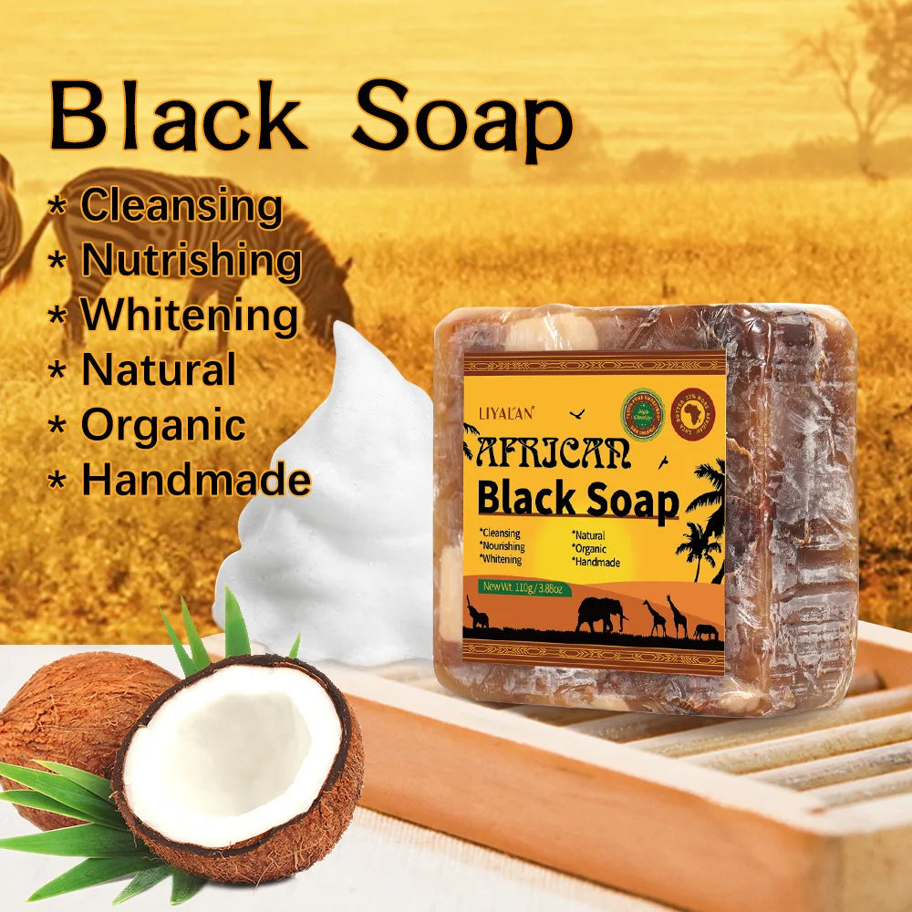 African Black Soap Raw Black Body Cleaning Bath Soap Essential Oil Handmade Soap - Moyo Elikia