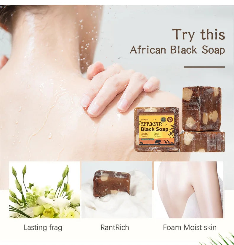 African Black Soap Raw Black Body Cleaning Bath Soap Essential Oil Handmade Soap - Moyo Elikia