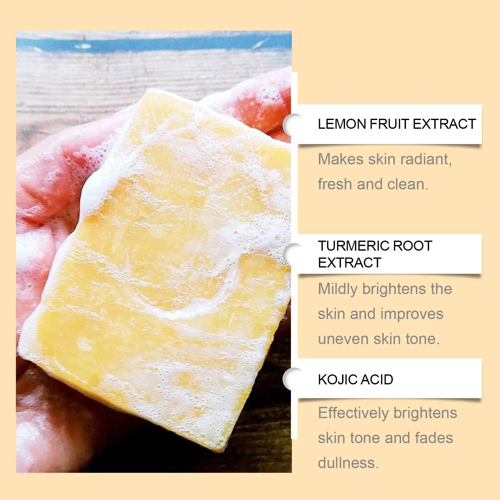 OUHOE Kojic Acid Turmeric Soap Face Deep Cleaning Even Skin Tone Skin Lightening Soap Moisturizer Skin Care Handmade Lemon Soap - Moyo Elikia