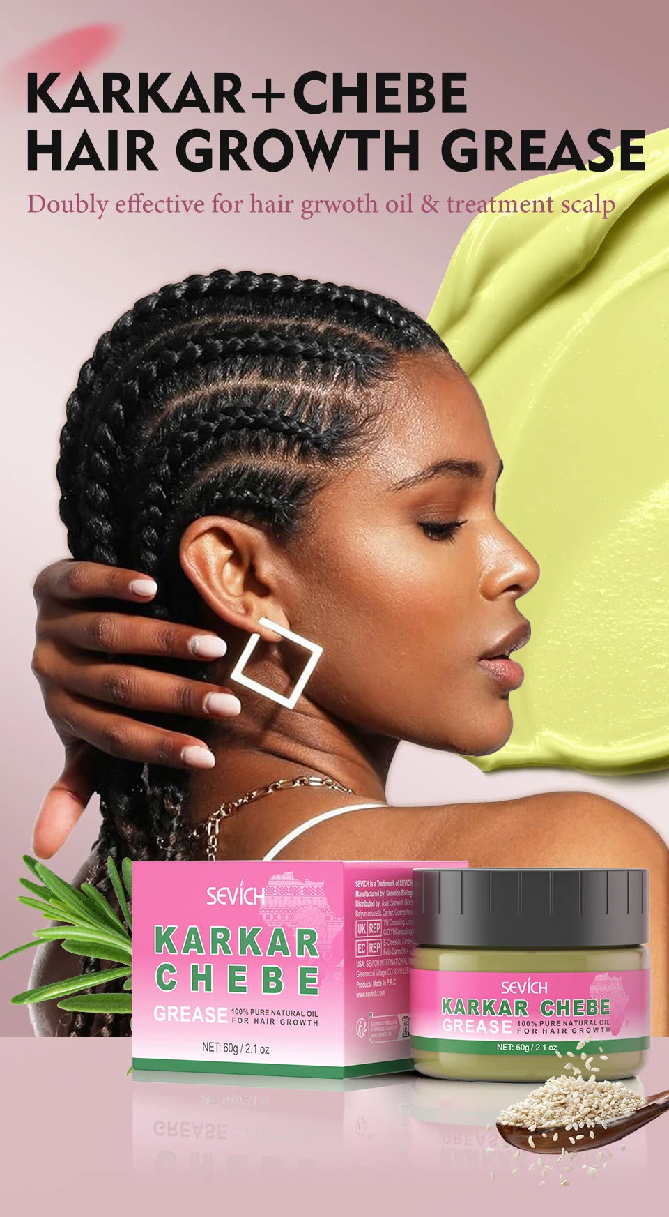 100% Pure Natural Karkar Chebe Oil Batana Butter Hair Growth Oil Rosemary Repair Damaged Hair Treatment Oil Anti-Hair Loss Care - Moyo Elikia