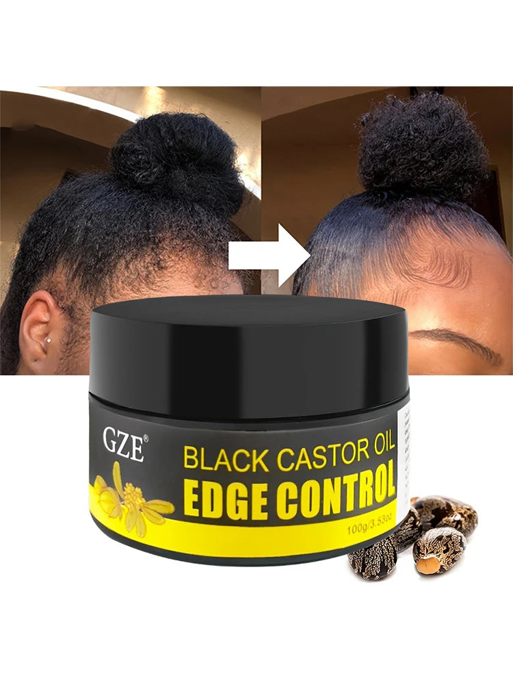 GZE African Black Castor Extra Hold Braid, Loc, Twist Gel, Tames Frizz & Edges, Coconut Oil Edge Control - Moyo Elikia