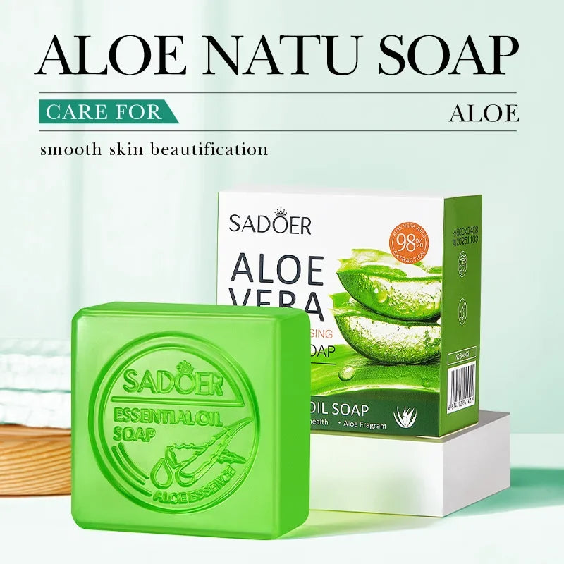 SADOER Aloe Facial Soap Face Wash Foam Facial Cleanser Moisturizing Firming Hydrating Oil Control Body Bathing Handmade Soap - Moyo Elikia