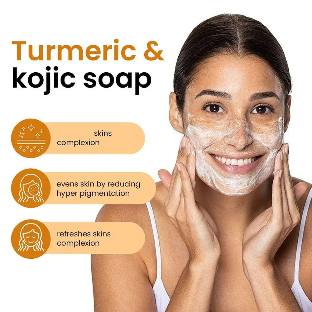 Turmeric Soap & Kojic Acid Soap Body And Facial Cleaning Handmade Soap For Dark Skin Glowing Even Skin Tone Tender Skin Care - Moyo Elikia