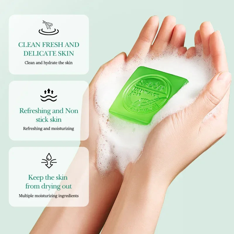 SADOER Aloe Facial Soap Face Wash Foam Facial Cleanser Moisturizing Firming Hydrating Oil Control Body Bathing Handmade Soap - Moyo Elikia