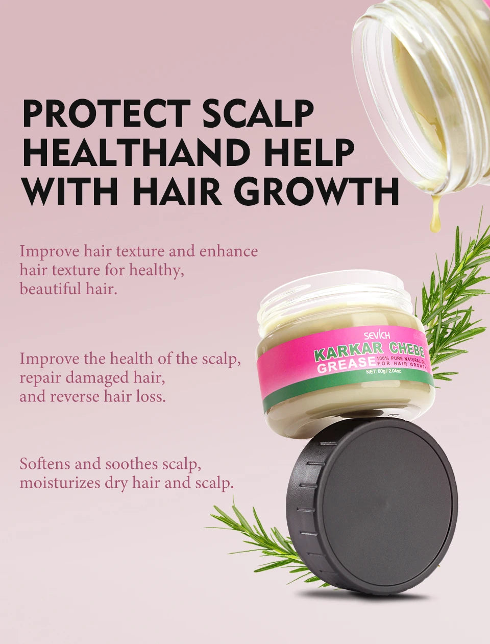 100% Pure Natural Karkar Chebe Oil Batana Butter Hair Growth Oil Rosemary Repair Damaged Hair Treatment Oil Anti-Hair Loss Care - Moyo Elikia