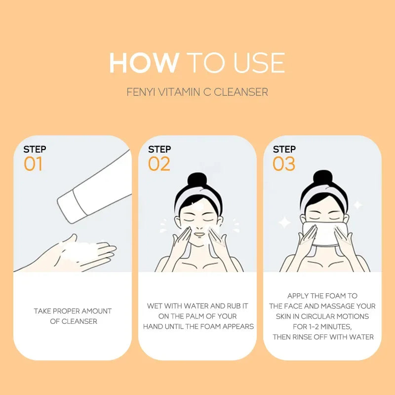Vitamin C Facial Cleanser Skin Deep Cleansing Moisturizing Blackhead Removal skincare Face Wash Foam Face Cleanser Skin Care - Moyo Elikia