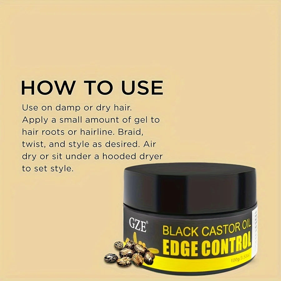 GZE African Black Castor Extra Hold Braid, Loc, Twist Gel, Tames Frizz & Edges, Coconut Oil Edge Control - Moyo Elikia