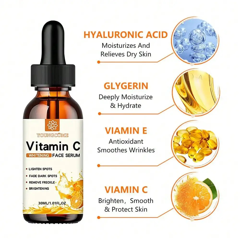 Vitamin C Facial Essence Contains Hyaluronic Acid Dark Spot Remover Moisturizing Repair Anti-aging Essence Facial Skin Care 30ml - Moyo Elikia