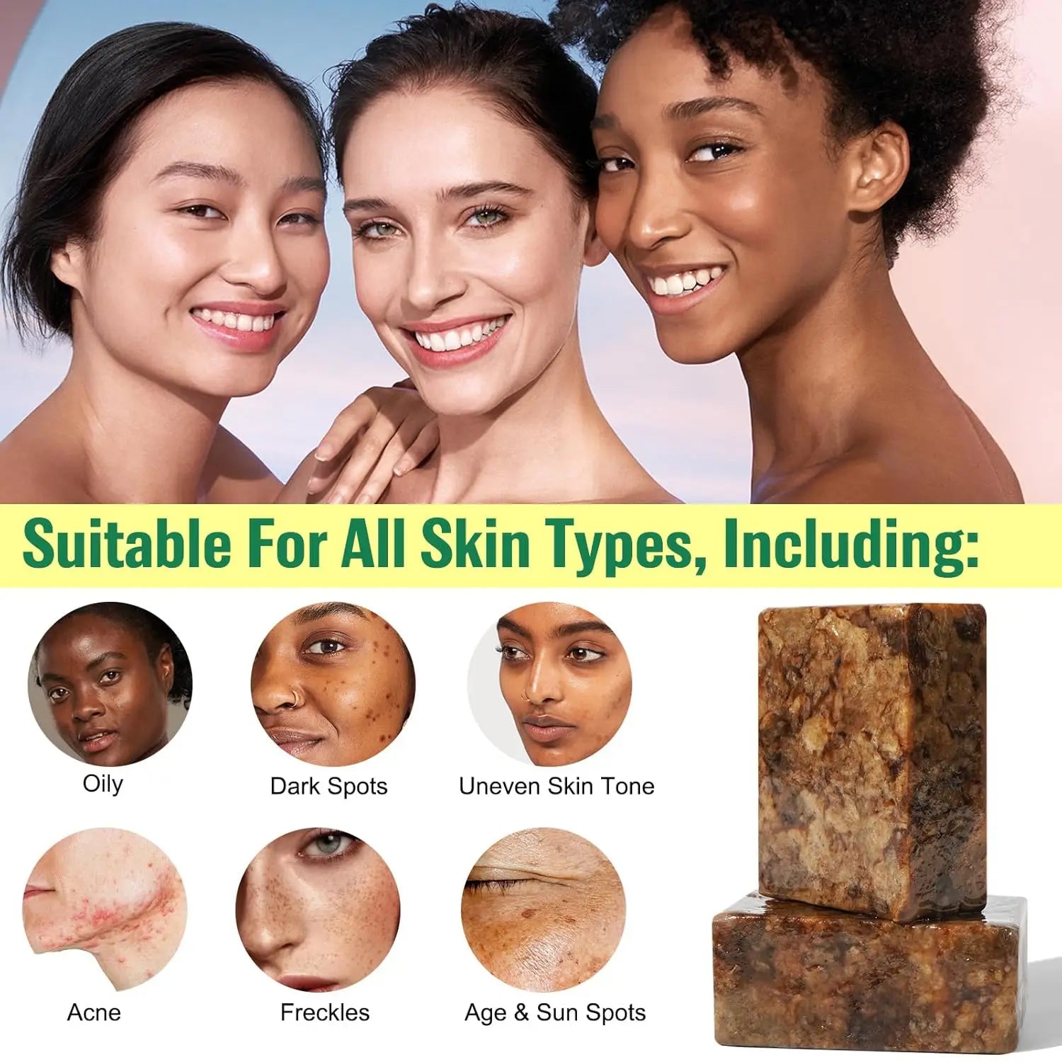 Organic African Black Soap, African Soap for Acne & Dark Spots, Raw Black Soap Bar for All Skin Types Face, Body, Hair, 3.53 oz - Moyo Elikia