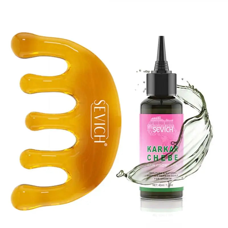 SEVICH Chebe Fast Hair Growth Oil And Scalp Massager Comb Tool Set Karkar Oil Scalp Hair Strengthening Serum Hair Growth Product - Moyo Elikia