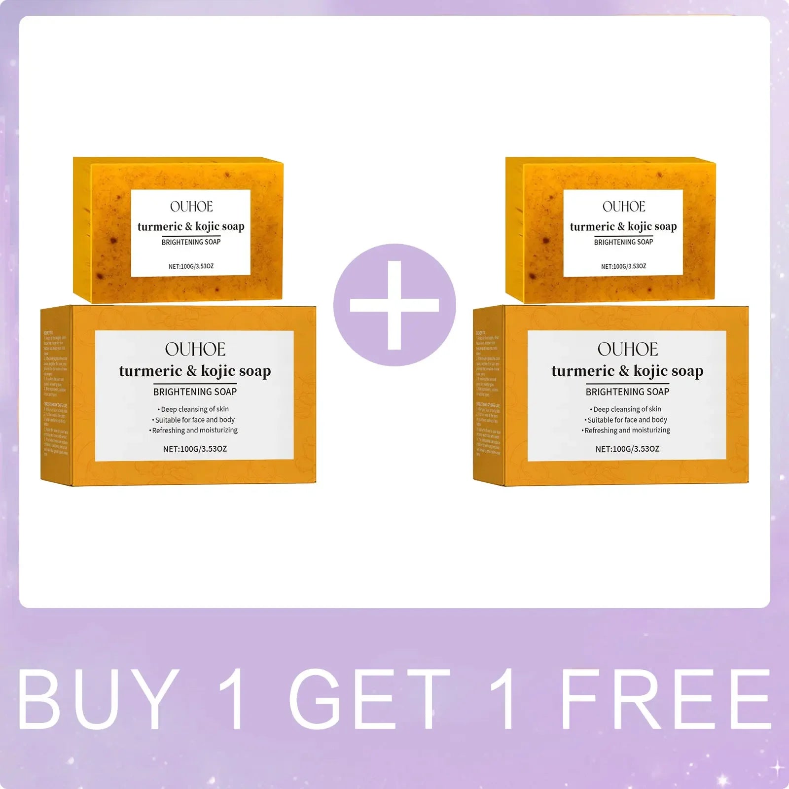 OUHOE Kojic Acid Turmeric Soap Face Deep Cleaning Even Skin Tone Skin Lightening Soap Moisturizer Skin Care Handmade Lemon Soap - Moyo Elikia