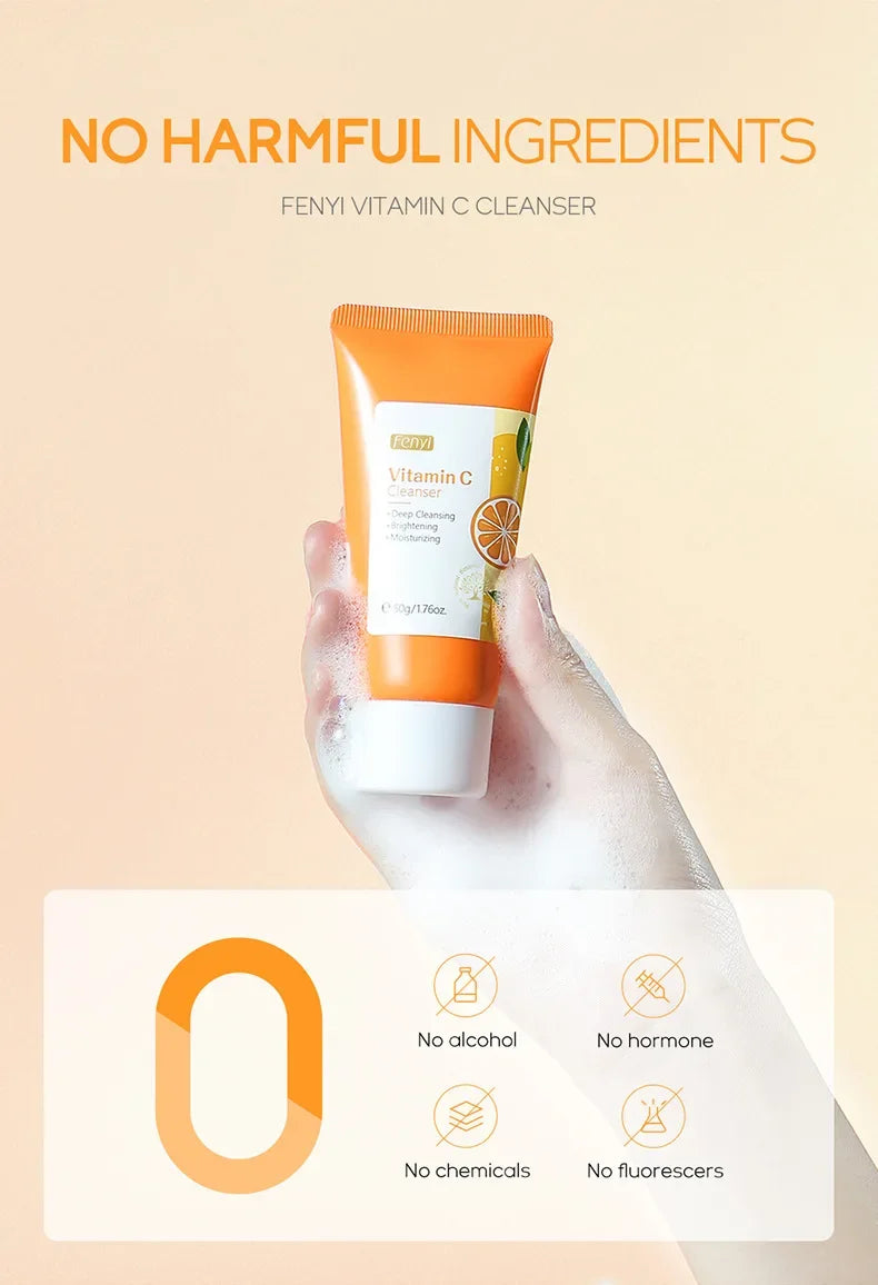 Vitamin C Facial Cleanser Skin Deep Cleansing Moisturizing Blackhead Removal skincare Face Wash Foam Face Cleanser Skin Care - Moyo Elikia