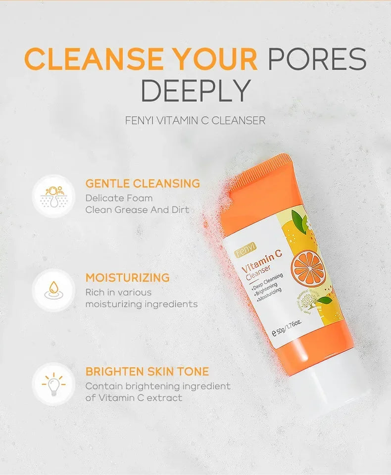 Vitamin C Facial Cleanser Skin Deep Cleansing Moisturizing Blackhead Removal skincare Face Wash Foam Face Cleanser Skin Care - Moyo Elikia