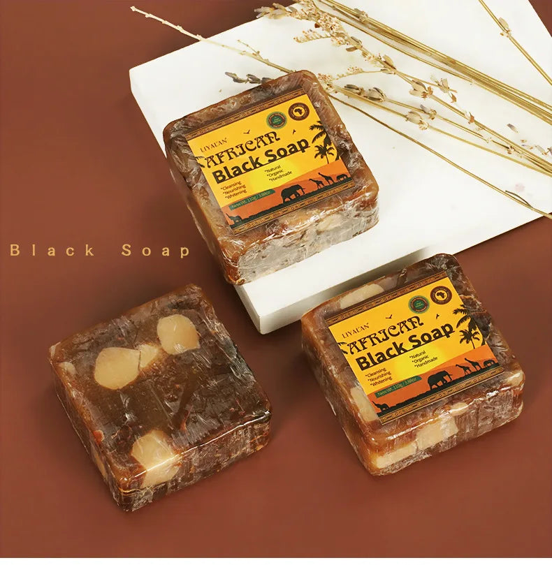 African Black Soap Raw Black Body Cleaning Bath Soap Essential Oil Handmade Soap - Moyo Elikia