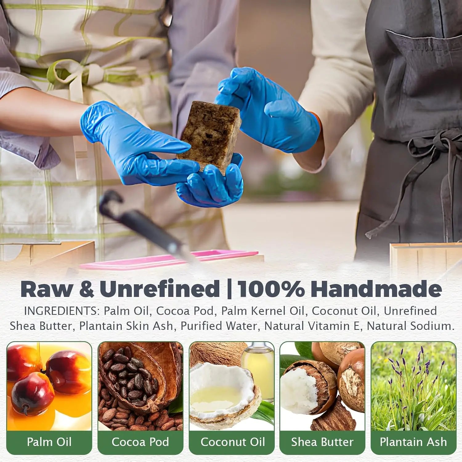 Raw African Black Soap for Oily Skin, Dark Spots Pure & Natural Ingredients - Organic Face and Body Wash Soap - Moyo Elikia