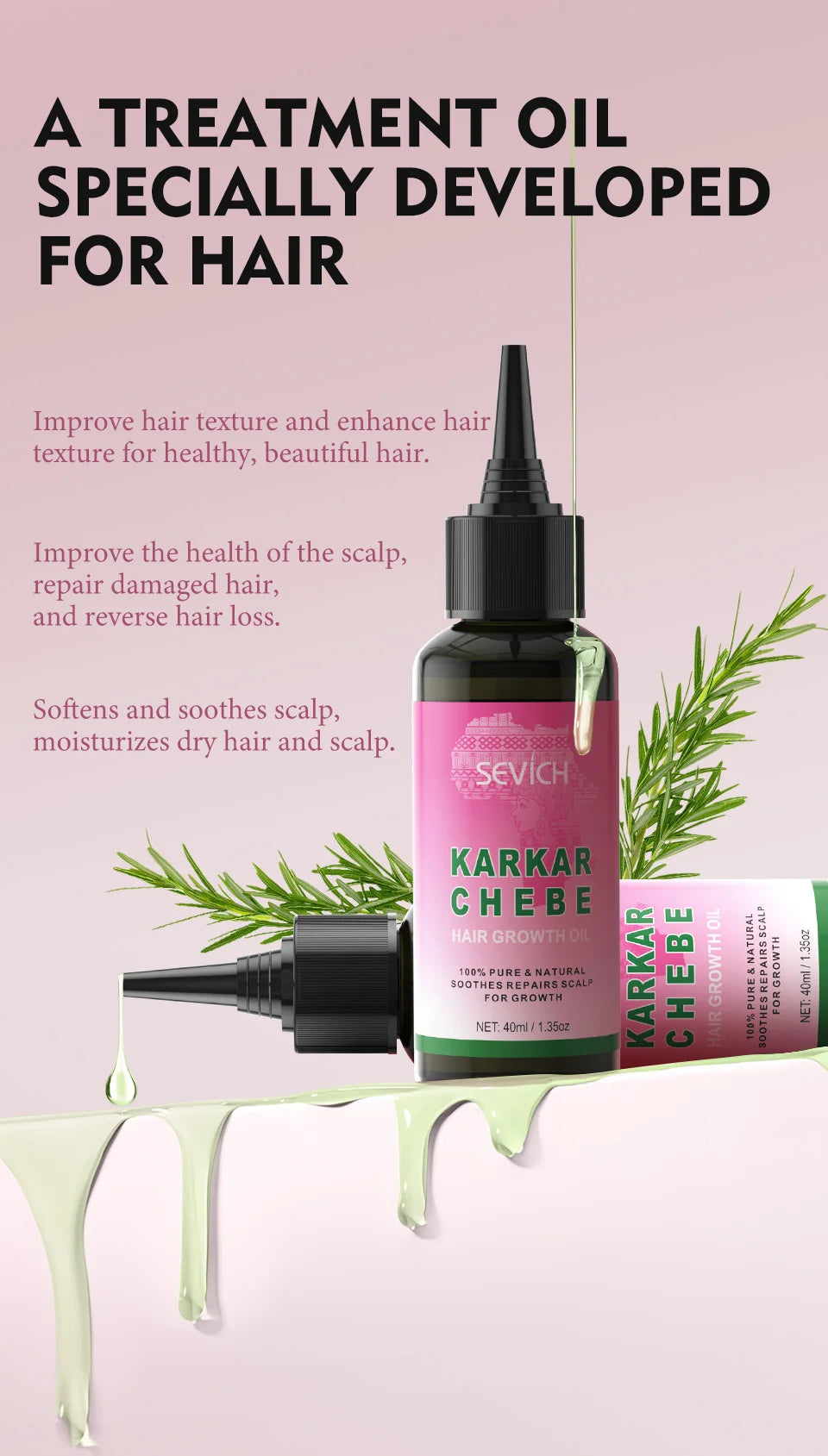Chebe Fast Hair Growth Sevich Traction Alopecia Hair Karkar Oil Anti Hair Break Hair Strengthen Hair Loss Care Repair Damage - Moyo Elikia