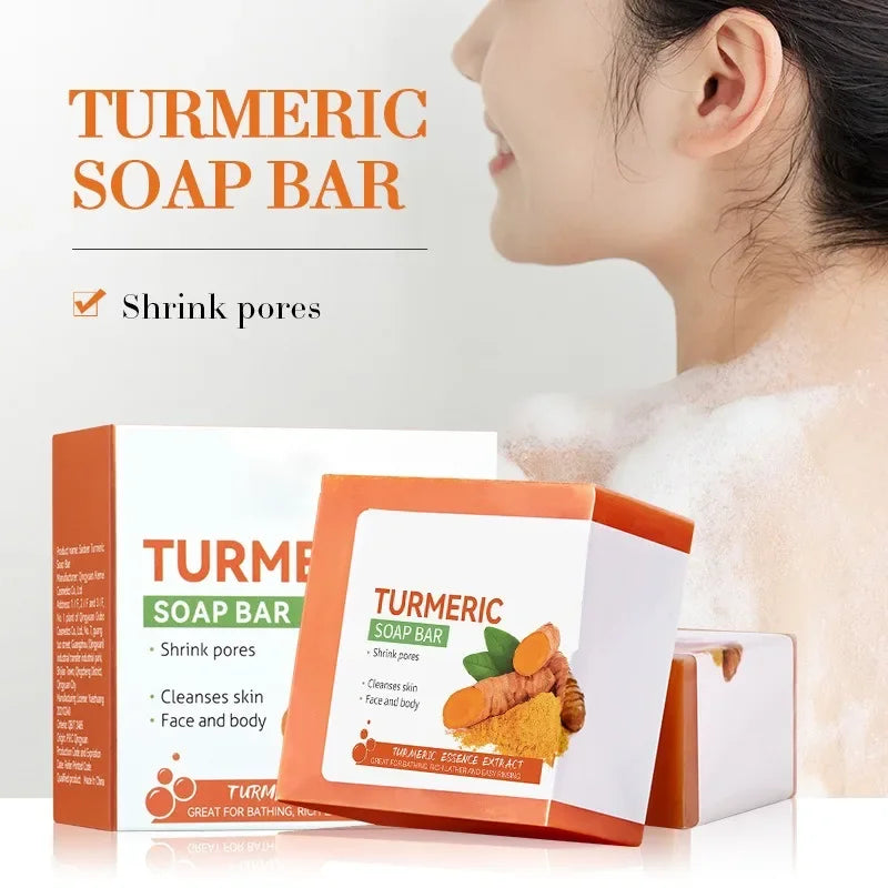Hand Made Turmeric Soap Body Cleaning Lightening Dark Underarm Leg Body Cleansers Brightening Face Soap Tender Skin Care Beauty - Moyo Elikia