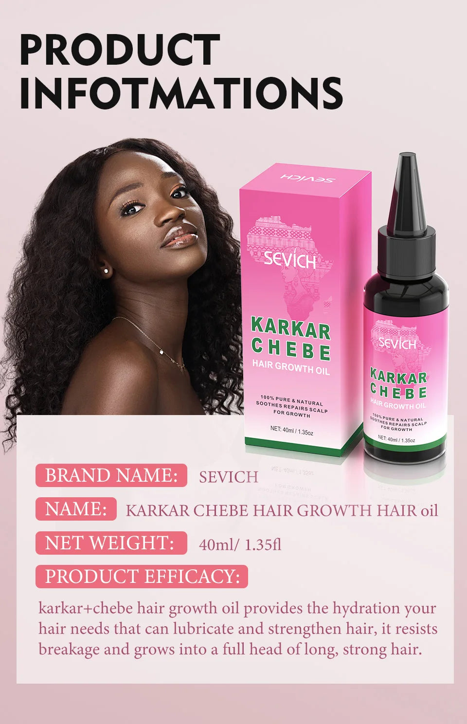 SEVICH Chebe Fast Hair Growth Oil And Scalp Massager Comb Tool Set Karkar Oil Scalp Hair Strengthening Serum Hair Growth Product - Moyo Elikia