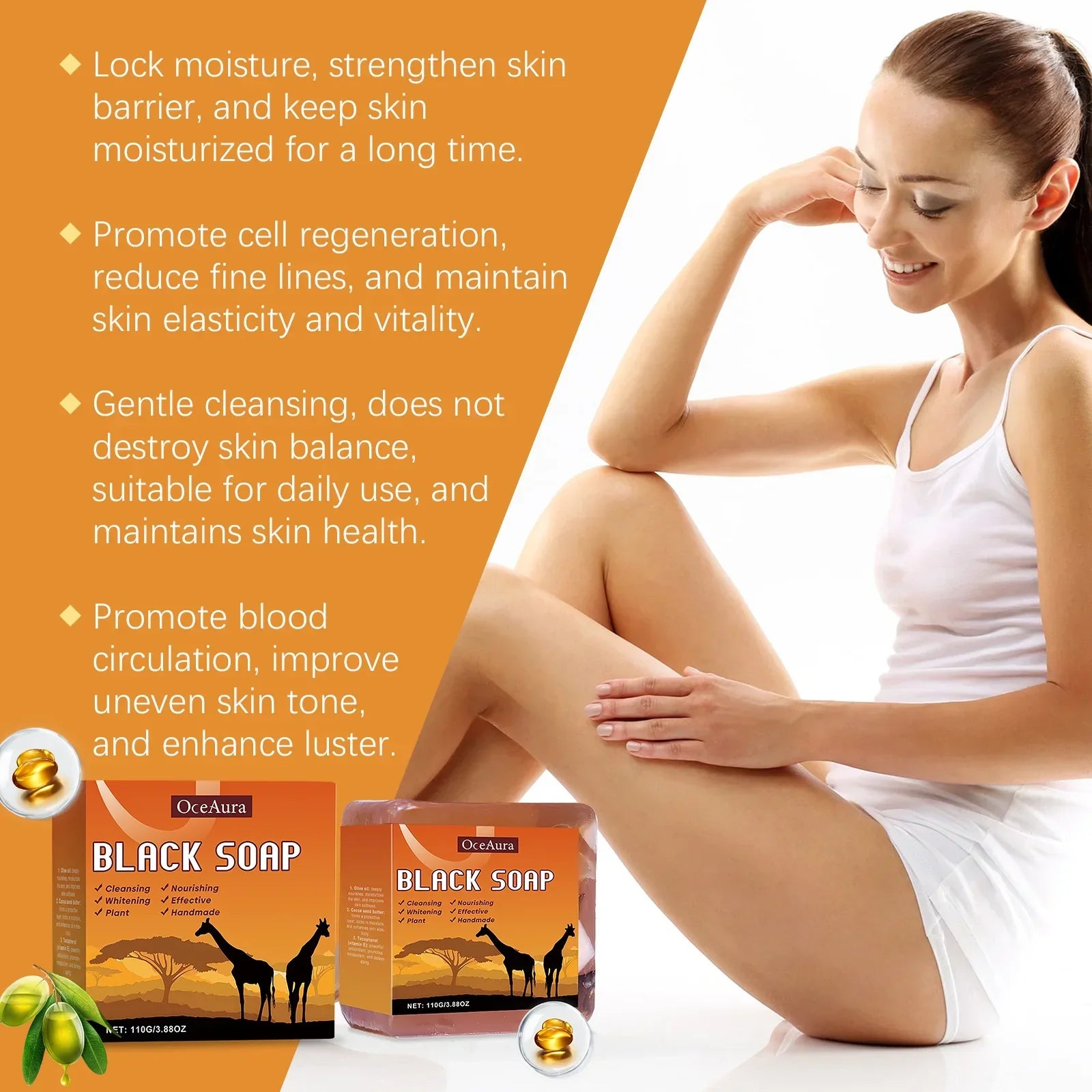 African Black Soap For Nourishing Brightening Skin Gentle Cleansing Exfoliator Reduce Pigmentation Lightening Body Bath Soap Bar - Moyo Elikia